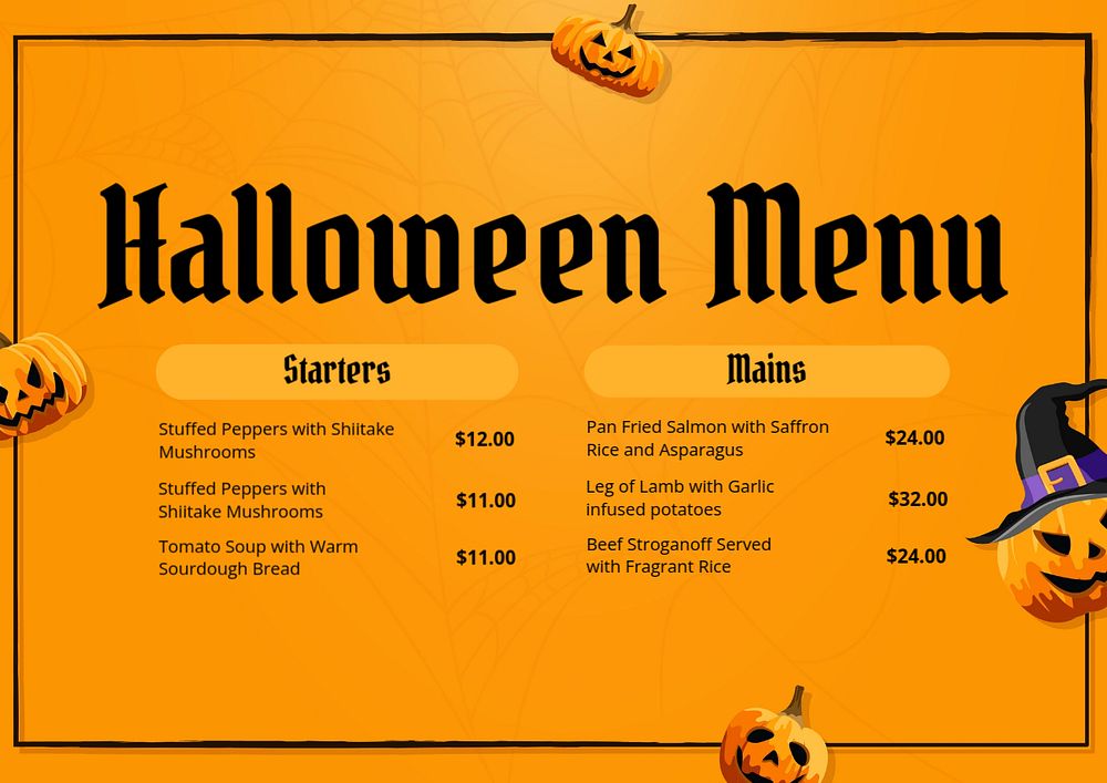 Restaurant menu template, editable design