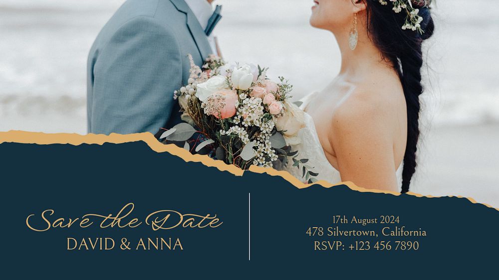 Wedding invitation  blog banner template, editable text