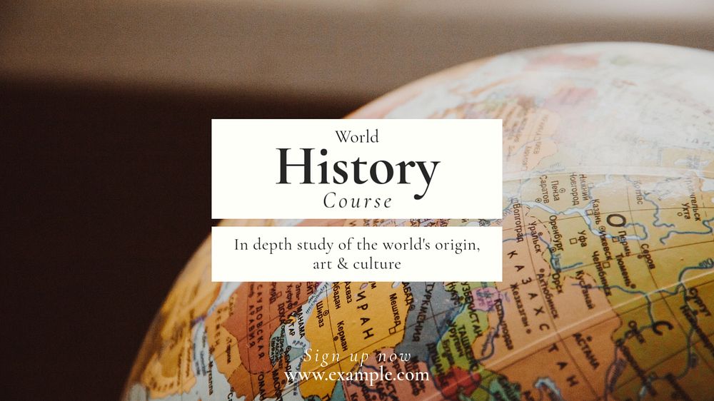 History course  blog banner template, editable text