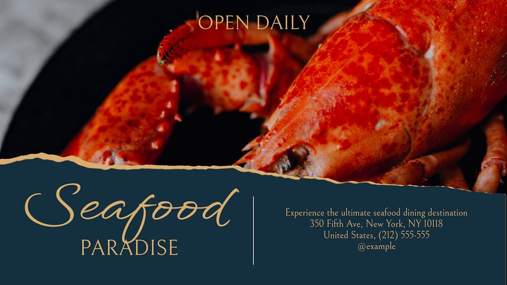 Seafood restaurant fish  blog banner template, editable text