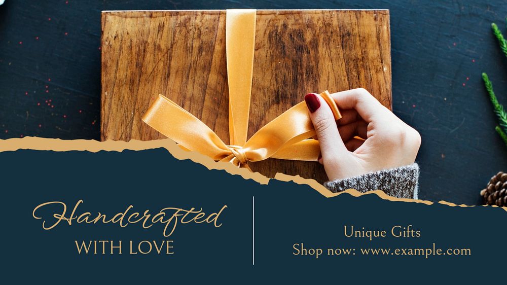 Handcrafted with love  blog banner template, editable text