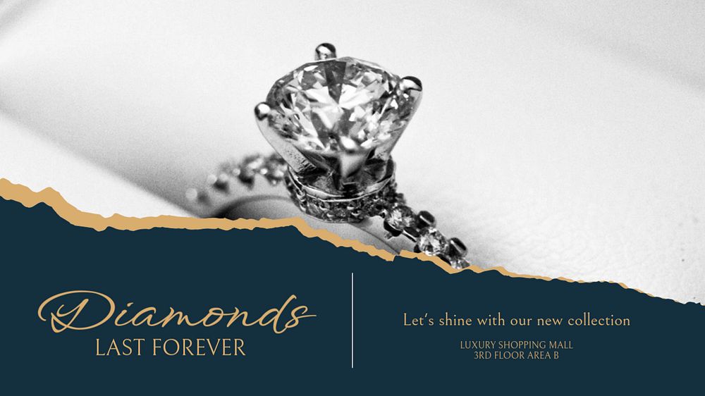 Diamonds  blog banner template, editable text