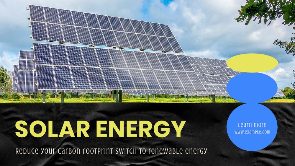 Solar energy  blog banner template, editable text