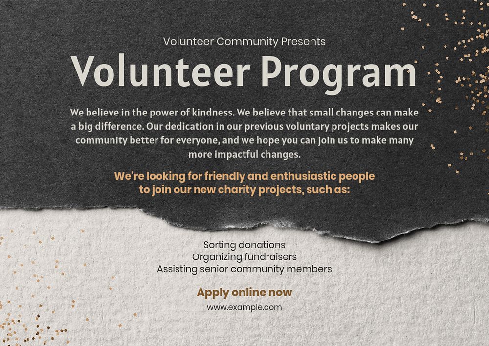 Volunteer program  template, editable text