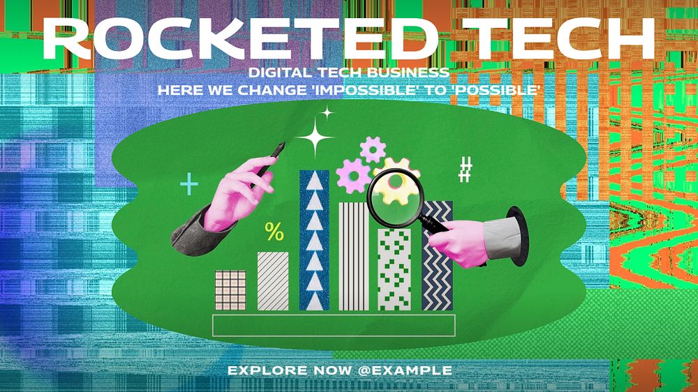 Rocketed tech blog banner template, editable text