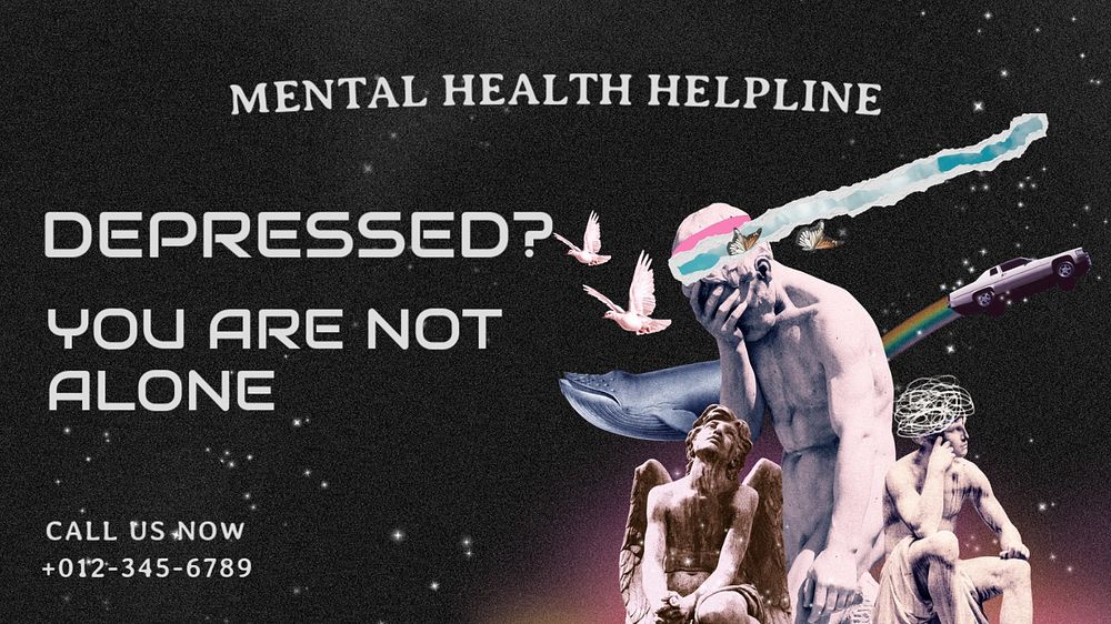 Depression support  blog banner template, editable text