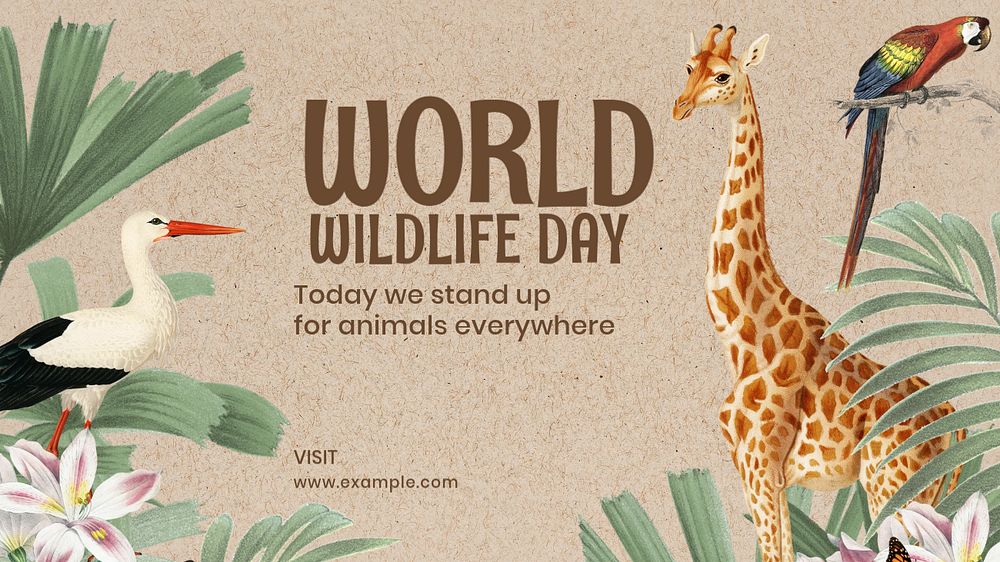 World wildlife day blog banner template, editable text