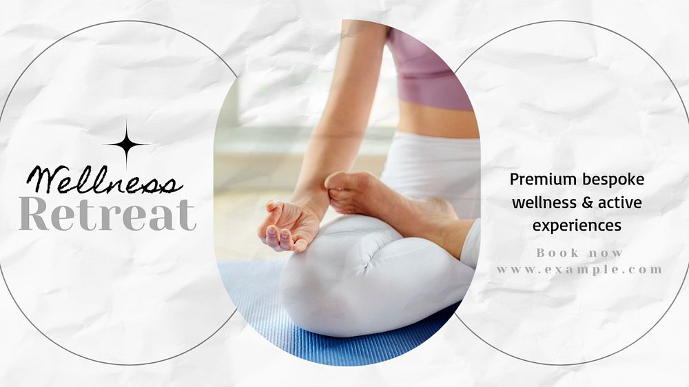 Wellness retreat blog banner template, editable text