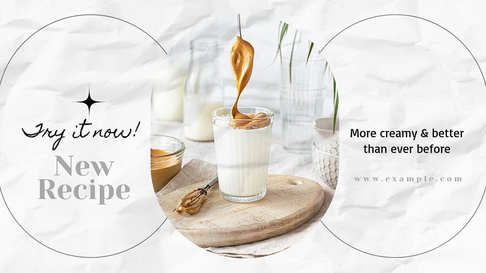 New recipe blog banner template, editable text