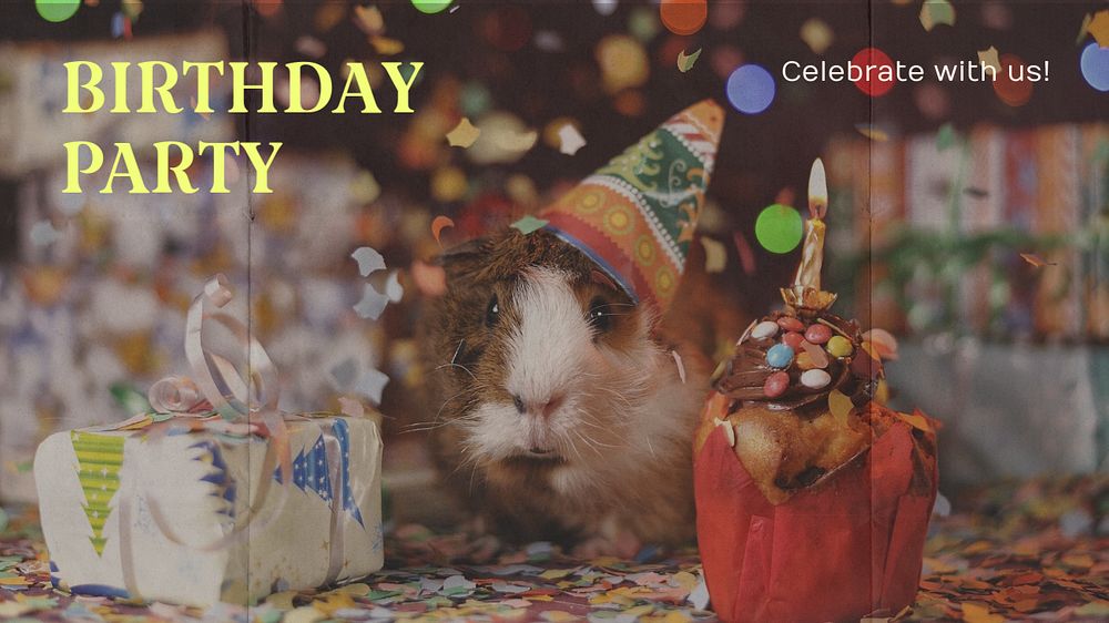 Birthday party blog banner template, editable text