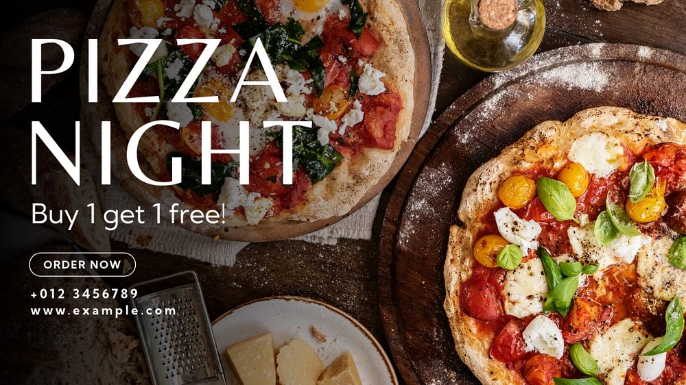 Pizza night blog banner template, editable text