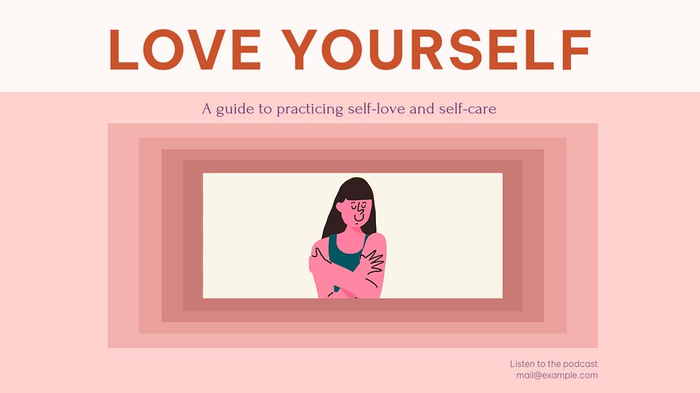 Love yourself podcast blog banner template, editable text