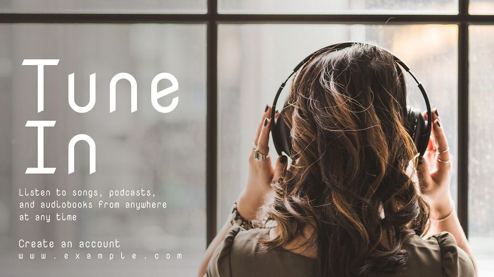 Tune in blog banner template, editable text