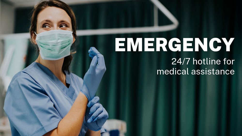 Medical emergency blog banner template, editable text