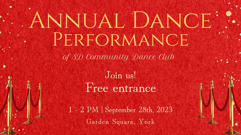 Annual dance performance blog banner template, editable text