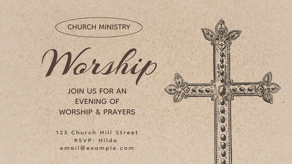 Church worship service  blog banner template, editable text