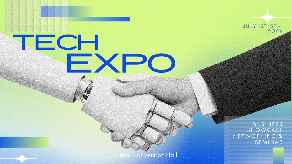 Tech expo  blog banner template, editable text