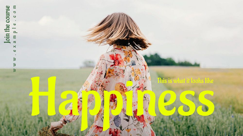 Happiness blog banner template, editable text