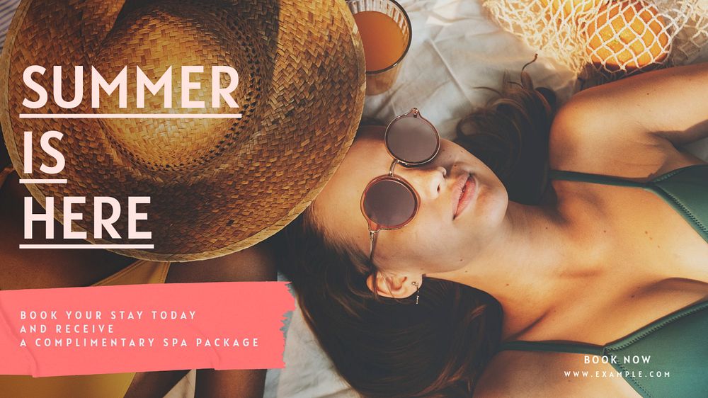 Summer travel blog banner template, editable text