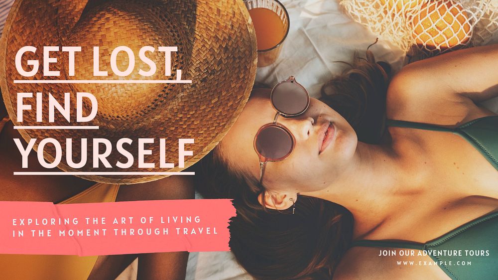 Lose yourself blog banner template, editable text