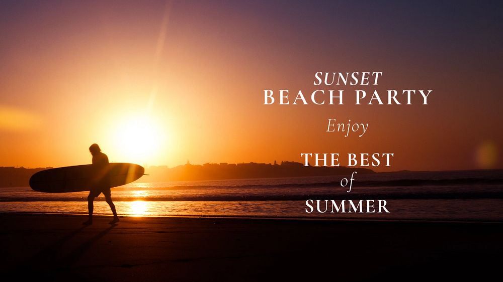 Beach party blog banner template, editable text