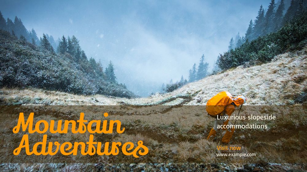 Mountain adventures blog banner template, editable text