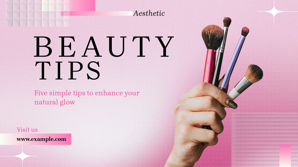 Beauty tips  blog banner template, editable text