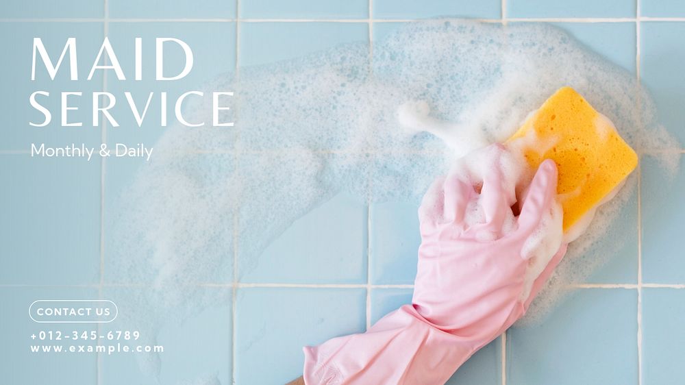 Maid service blog banner template, editable text