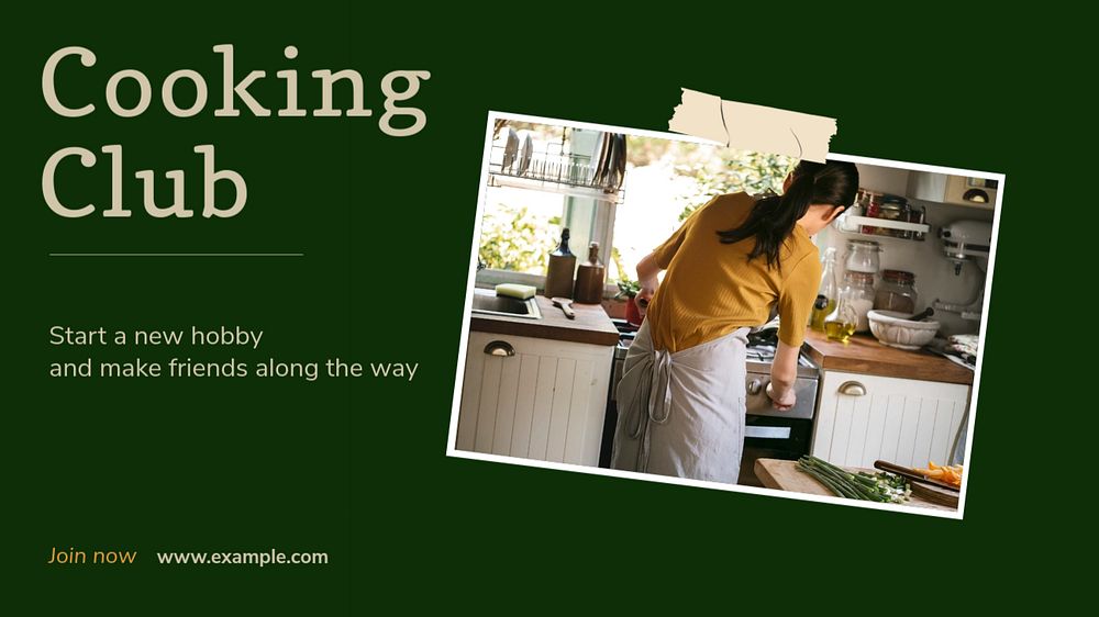 Cooking club  blog banner template, editable text