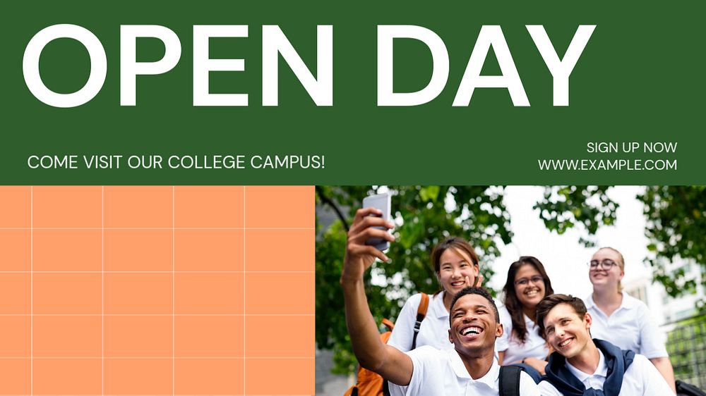 College open day  blog banner template, editable text