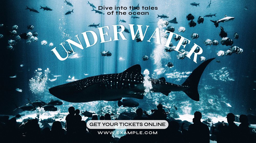 Underwater aquarium blog banner template, editable text