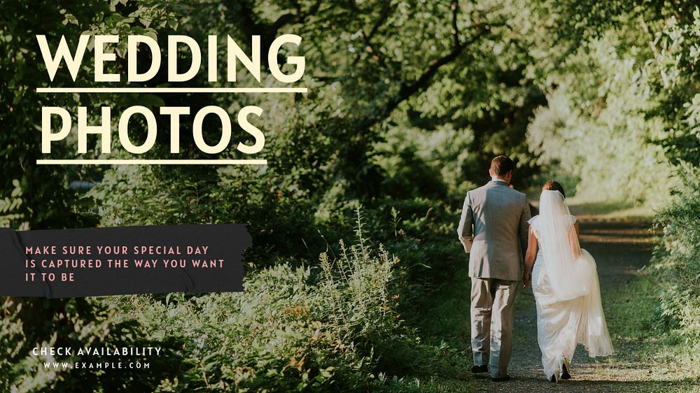 Wedding photos blog banner template, editable text