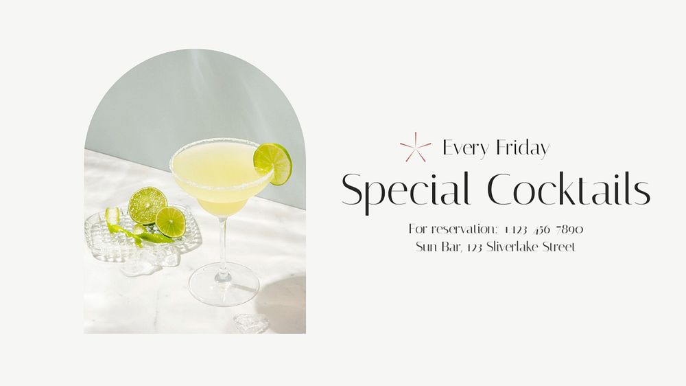 Special cocktails blog banner template, editable text