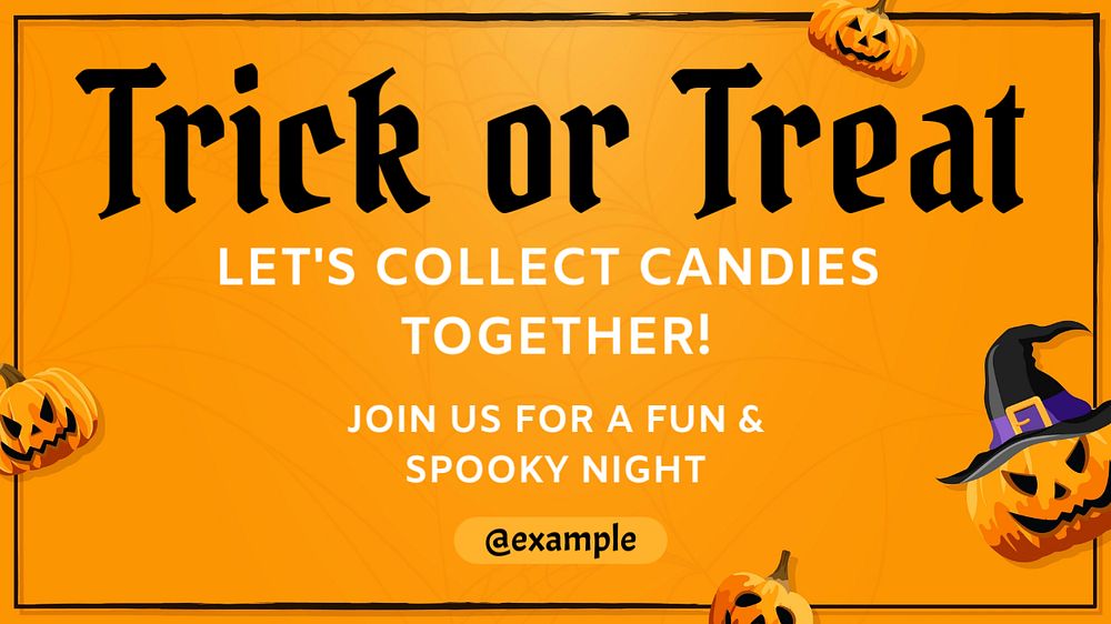 Trick or treat blog banner template, editable text