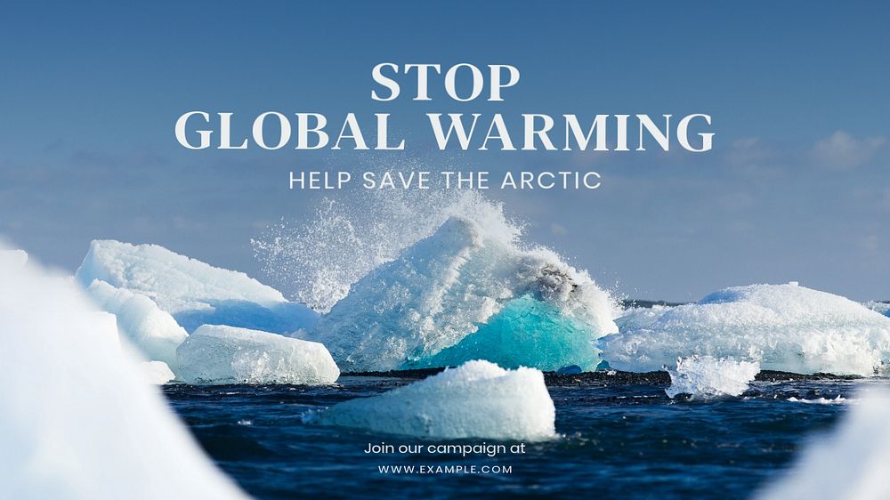 Stop global warming blog banner template, editable text