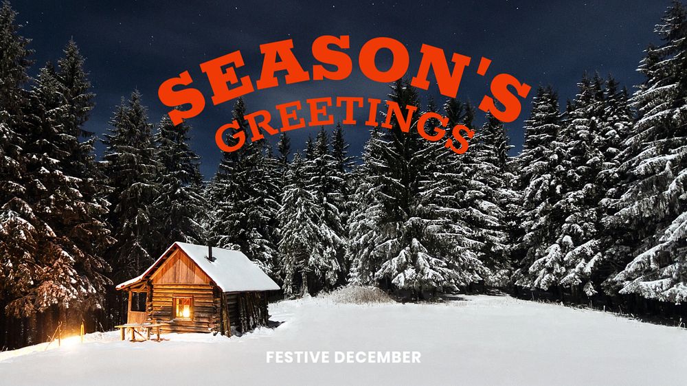 Season's Greetings blog banner template, editable text