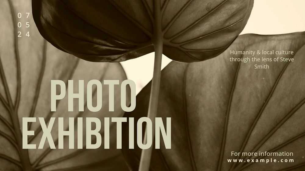 Photo exhibition blog banner template, editable text