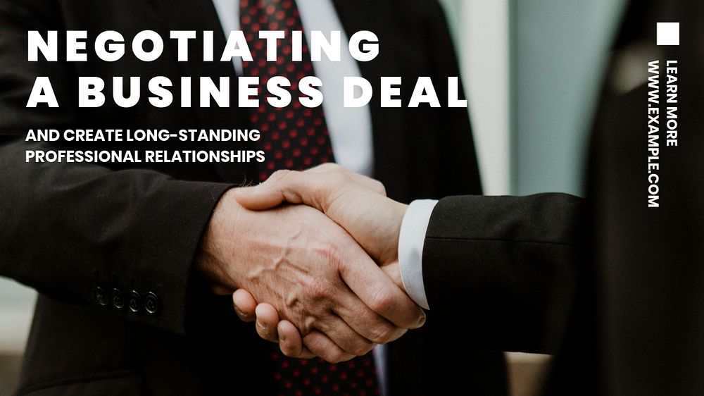 Negotiation business deal blog banner template, editable text