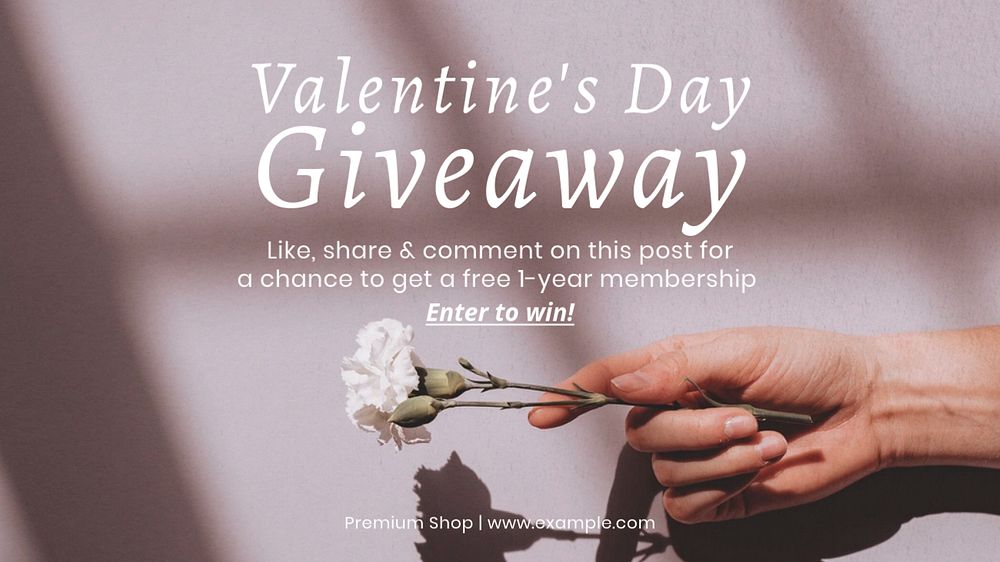 Valentine's day giveaway blog banner template, editable text