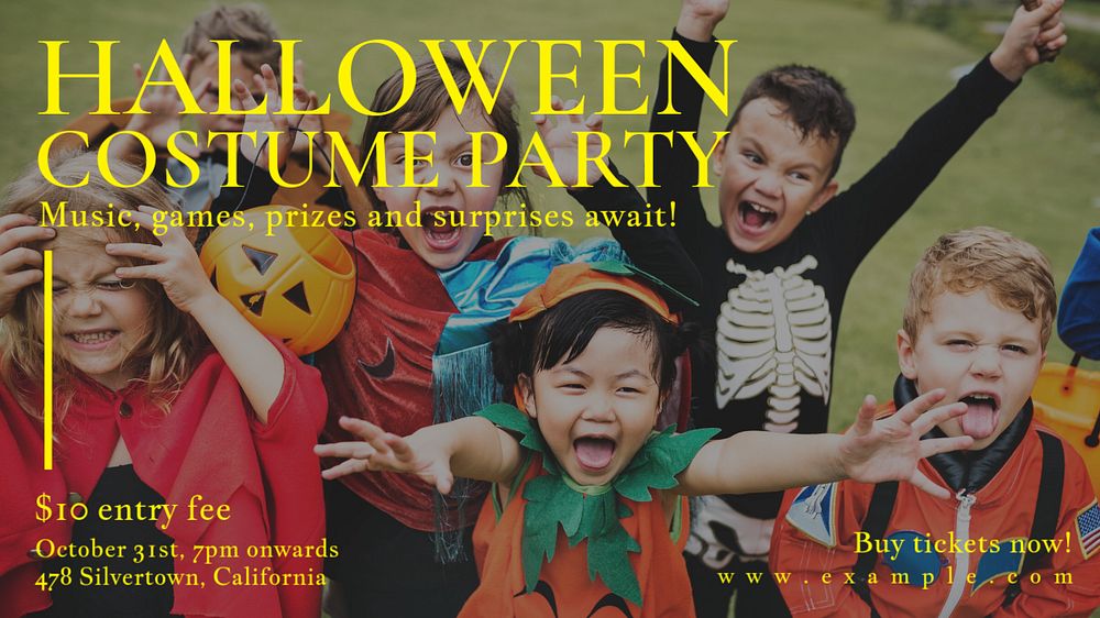 Halloween costume party blog banner template, editable text