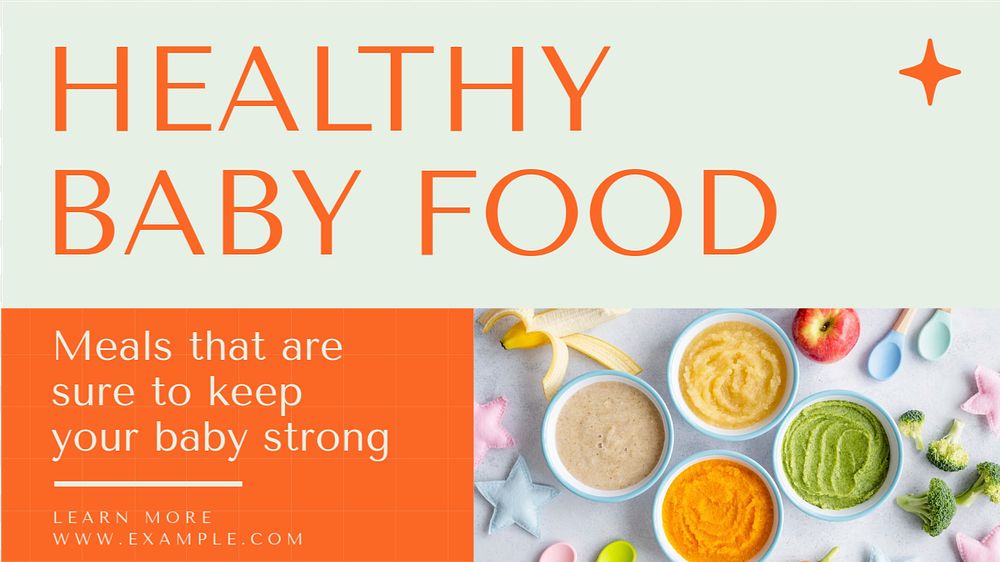 Healthy baby food  blog banner template, editable text