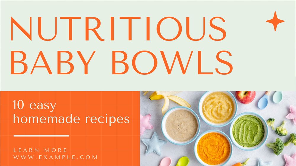 Nutritious baby food  blog banner template, editable text