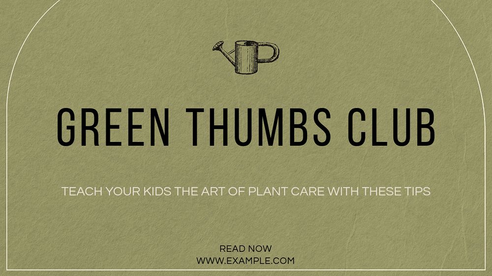 Green thumbs club blog banner template, editable text