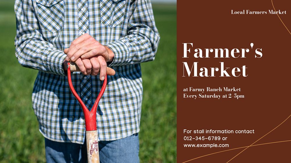 Farmer's market blog banner template, editable text