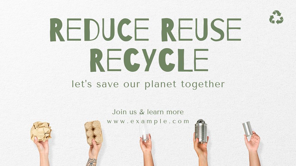 Reduce reuse recycle blog banner template, editable text