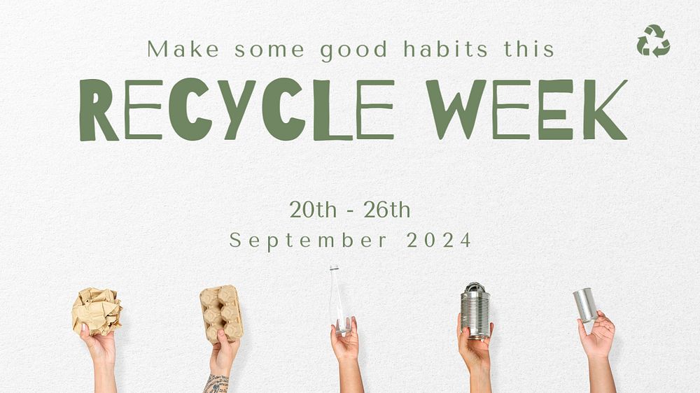 Recycle week blog banner template, editable text