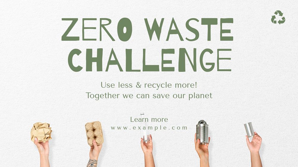 Zero waste challenge blog banner template, editable text