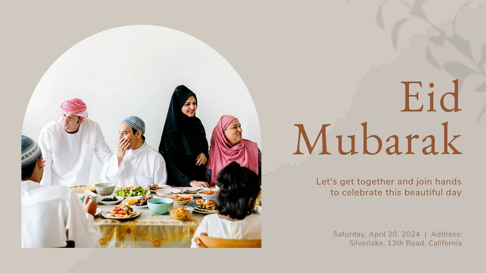 Eid mubarak  blog banner template, editable text