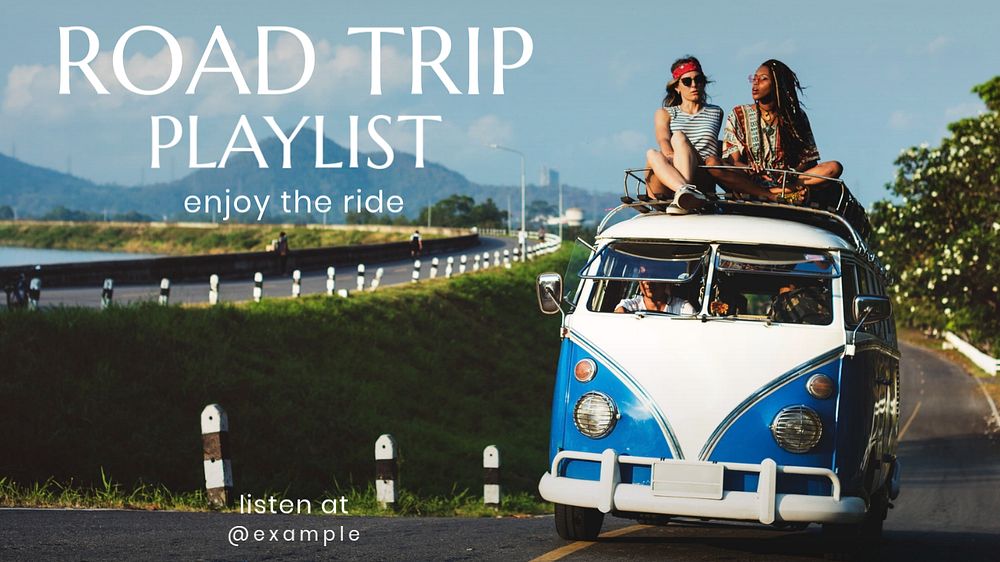 Music playlist  blog banner template, editable text