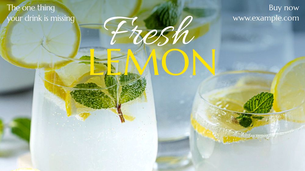 Fresh lemon  blog banner template, editable text